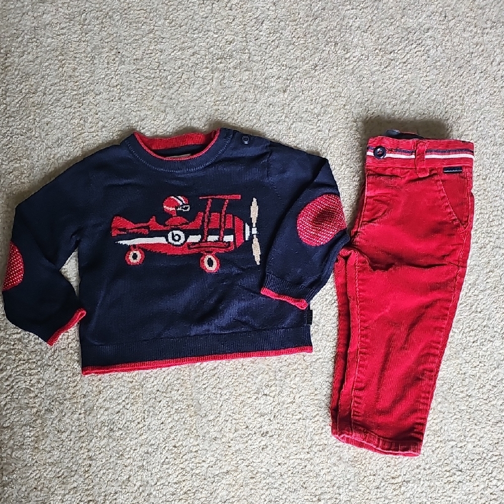Kids Airplane Sweater and Pants Set